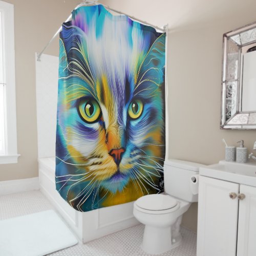 Close up of a Colorful Siamese Kitten Shower Curtain