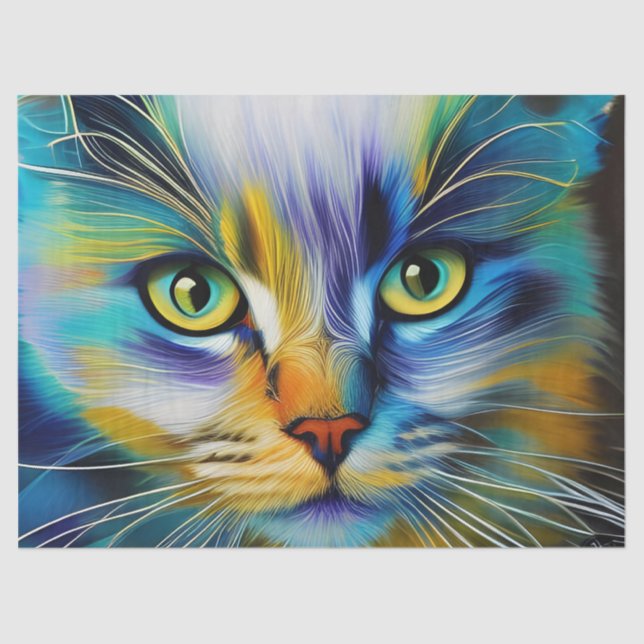 Close up of a Colorful Siamese Kitten Tissue Paper (Front)