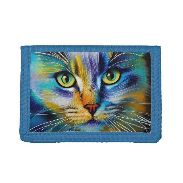 Close up of a Colorful Siamese Kitten Trifold Wallet (Front)