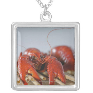 Close-up of a crab on sticks silver plated necklace