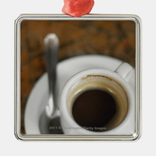 Close-up of a cup of coffee 2 metal ornament