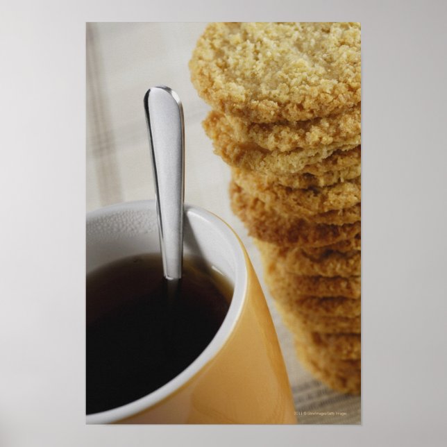 Close-up of a cup of coffee with cookies poster (Front)