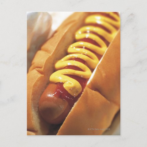 close_up of a hotdog postcard