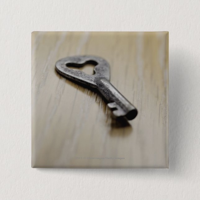 Close-up of a key pinback button (Front)