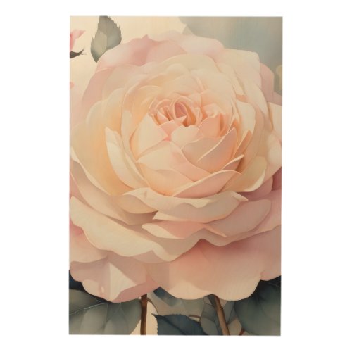 Close_up of a Large Pink Blossoming Rose  Wood Wall Art
