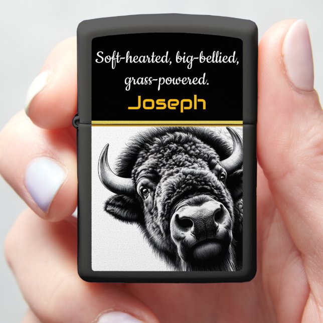 Close-Up of a Majestic Buffalo Zippo Lighter (In Hand)