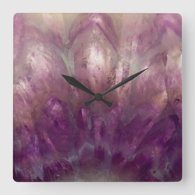 Close up of a purple Amethyst Square Wall Clock (Front)