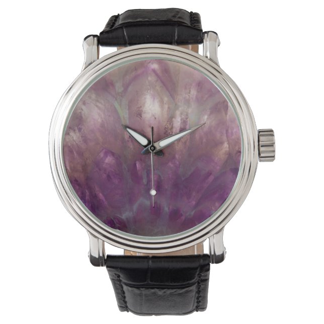 Close up of a purple Amethyst Watch (Front)