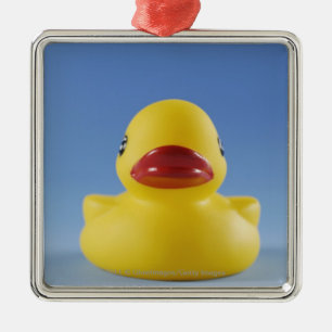 Close-up of a rubber duck metal ornament