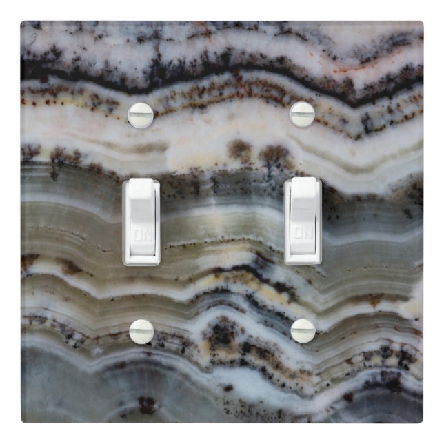 Close up of a Silver Lace Onyx Light Switch Cover (In Situ)