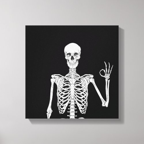 Close_Up of a Skeletons Okay Gesture Canvas Print