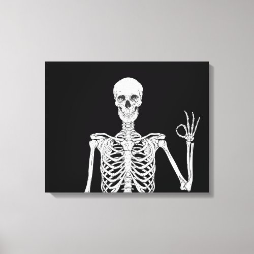 Close_Up of a Skeletons Okay Gesture Canvas Print