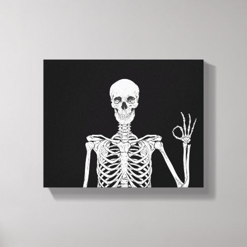 Close_Up of a Skeletons Okay Gesture Canvas Print