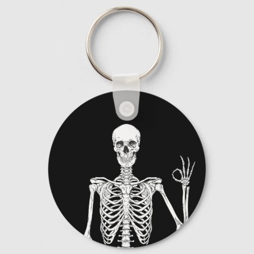 Close_Up of a Skeletons Okay Gesture Keychain