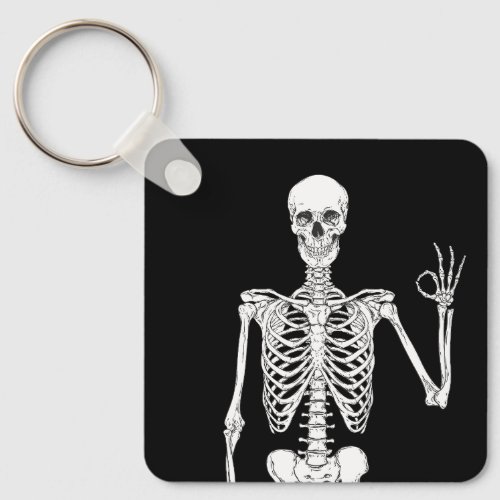 Close_Up of a Skeletons Okay Gesture Keychain