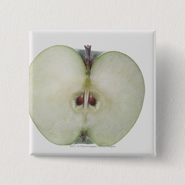 Close-up of a sliced granny smith apple pinback button (Front)