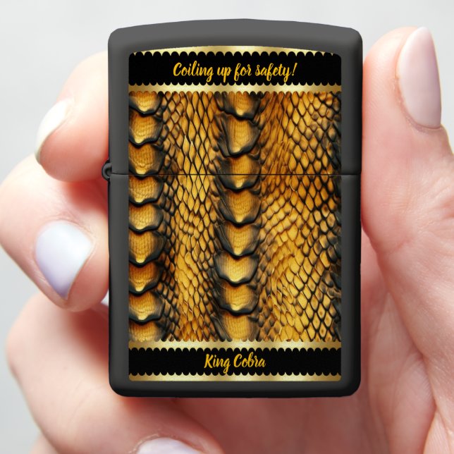 Close-up of a snake's vibrant skin zippo lighter (In Hand)