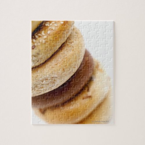 Close_up of a stack of assorted bagels jigsaw puzzle