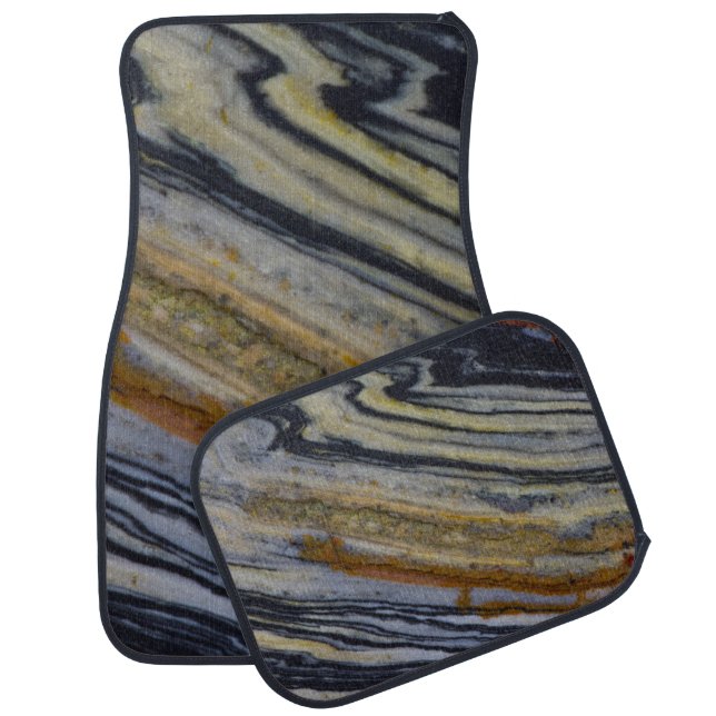 Close up of a Striated Jasper Slab Car Mat (Set)