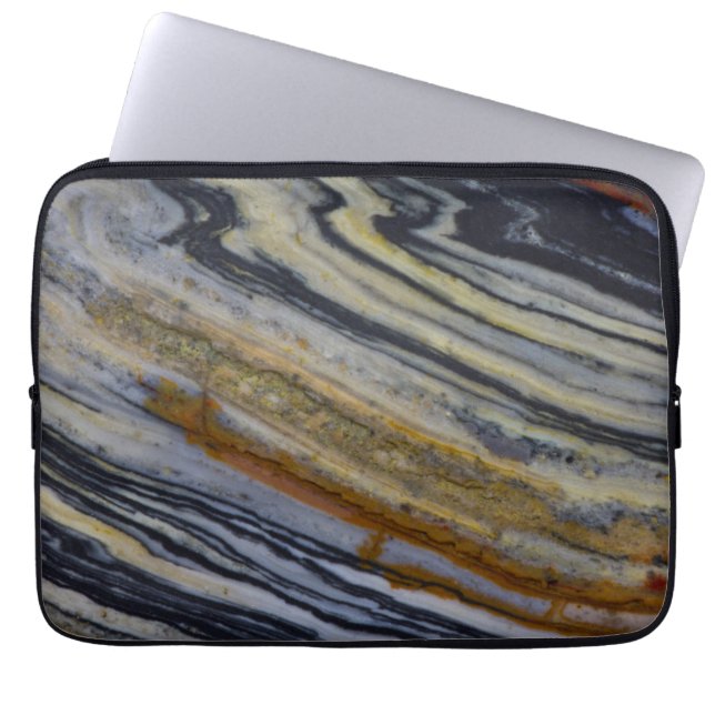 Close up of a Striated Jasper Slab Laptop Sleeve (Front)