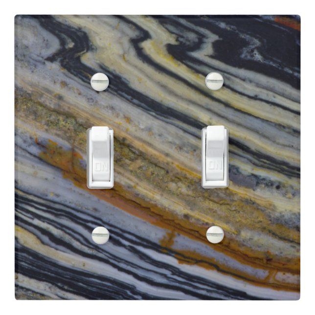 Close up of a Striated Jasper Slab Light Switch Cover (In Situ)