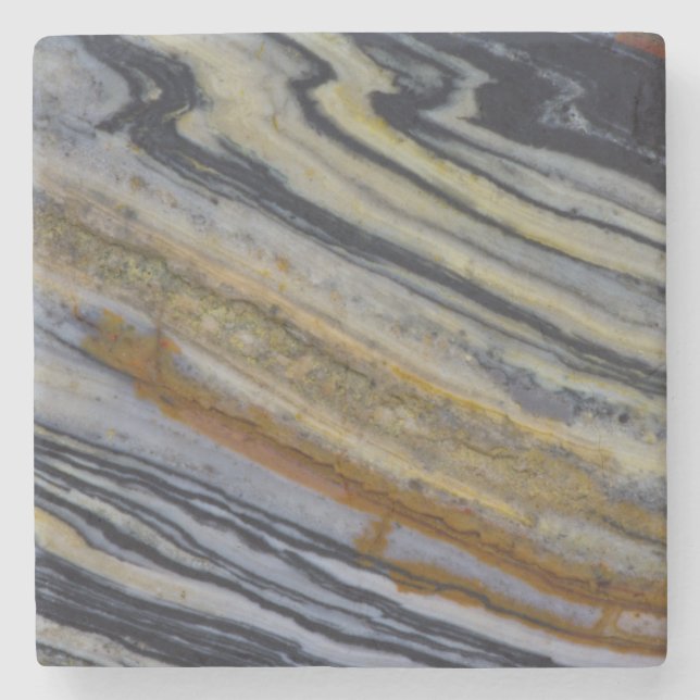 Close up of a Striated Jasper Slab Stone Coaster (Front)