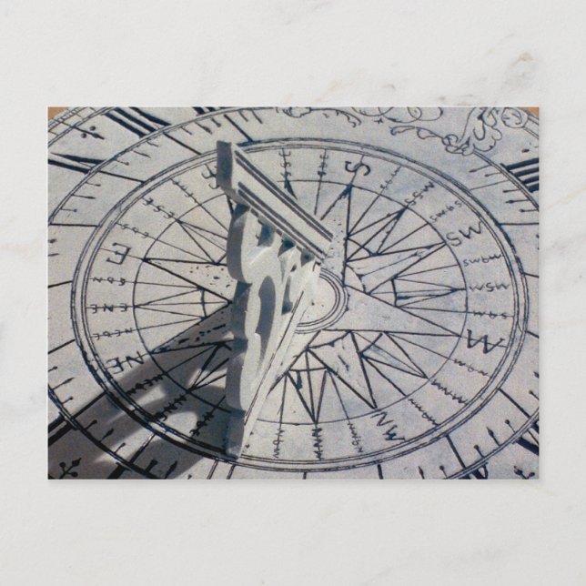Close-up of a sundial postcard (Front)