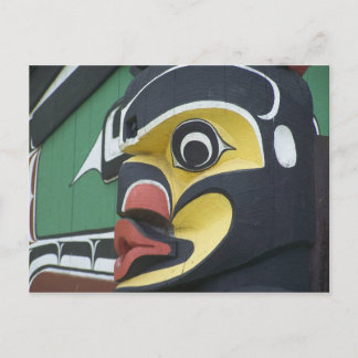 Close up of a totem pole postcard