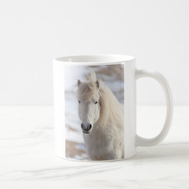 Close up of a White Icelandic Horse Coffee Mug (Right)