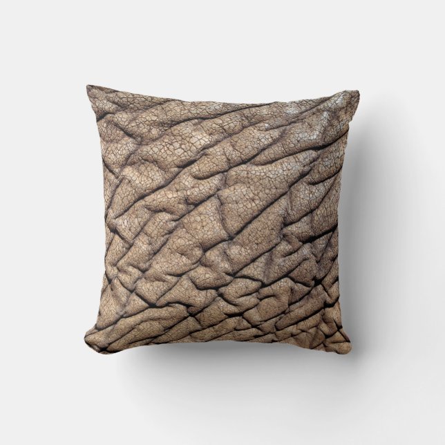 Close-Up Of African Elephant's Hide Throw Pillow (Front)