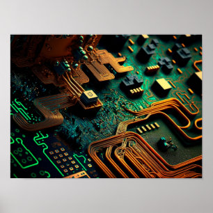 Close-up of an electronic circuit board. poster