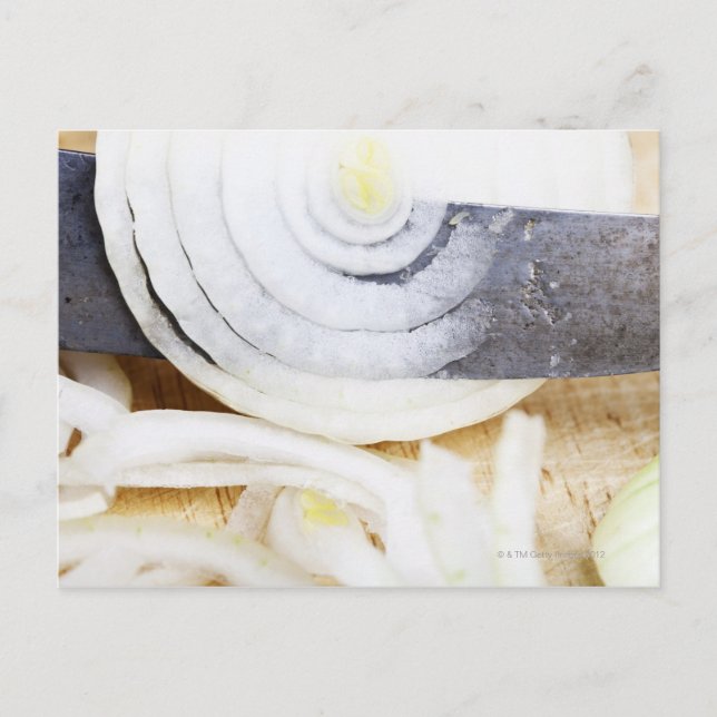 close-up of an onion, being cut into slices postcard (Front)