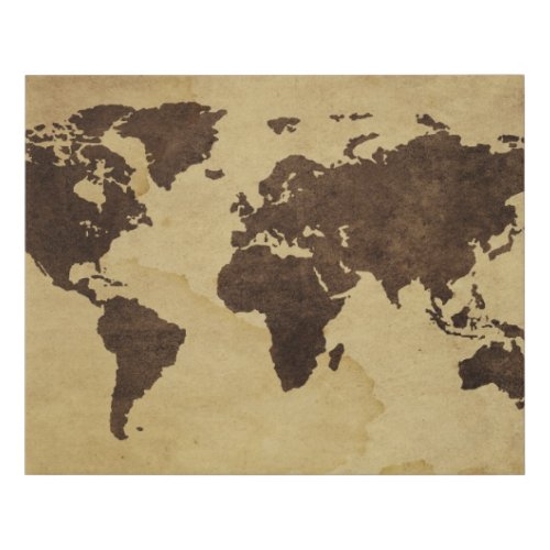 Close up of antique world map 3 faux canvas print
