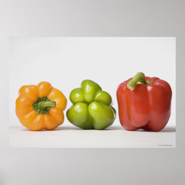 Close-up of bell peppers in a row poster (Front)