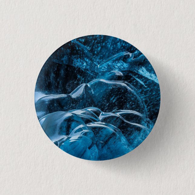 Close Up Of Blue Ice Walls Button (Front)