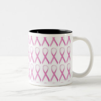 Close up of Breast Cancer Awareness Ribbons Two-Tone Coffee Mug