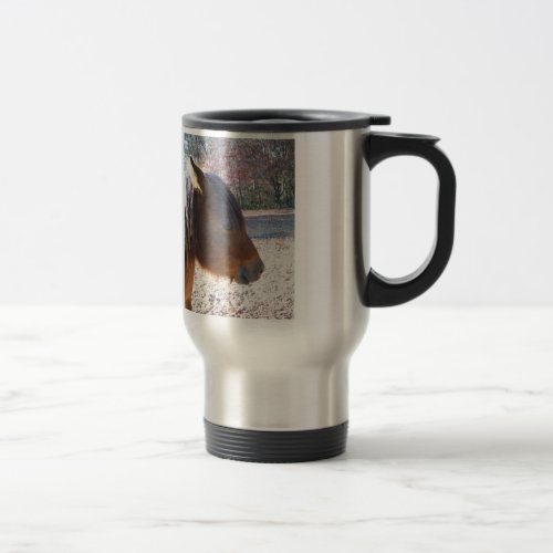 Close up of Brown horse Little Brown Pony Travel Mug