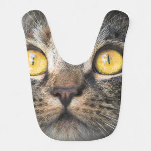 Close-up of Cat with Yellow Eyes Baby Bib