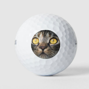 Close-up of Cat with Yellow Eyes Golf Balls