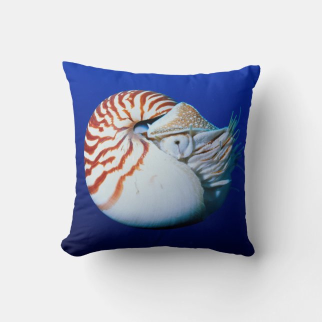 Close-Up Of Chambered Nautilus Throw Pillow (Front)