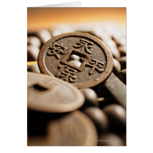 Close up of Chinese coin Cards (Front)