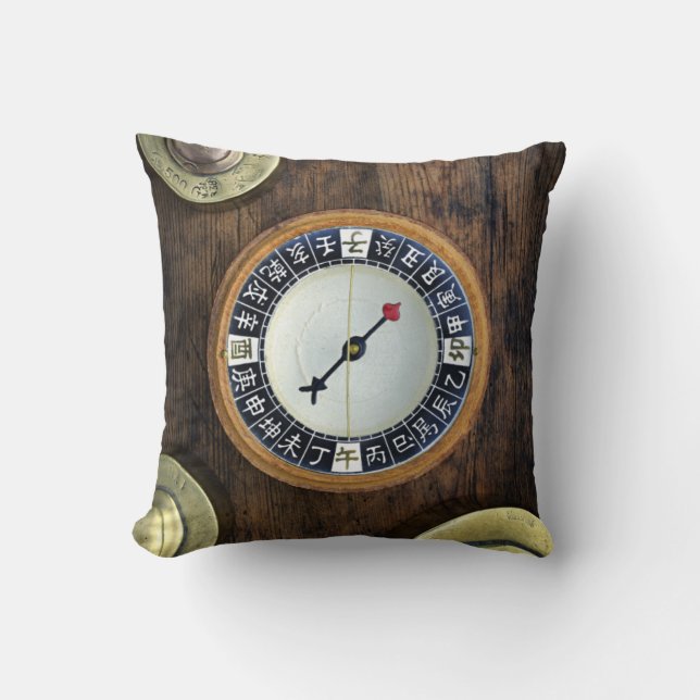Close Up Of Chinese Compass And Gold Weights Throw Pillow (Front)