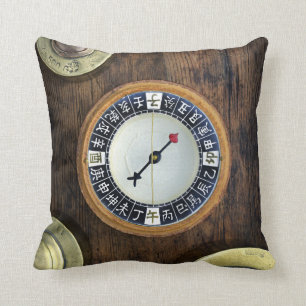 Close Up Of Chinese Compass And Gold Weights Throw Pillow