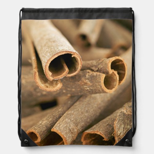 Close_Up Of Cinnamon Cinnamomum Verum Drawstring Bag