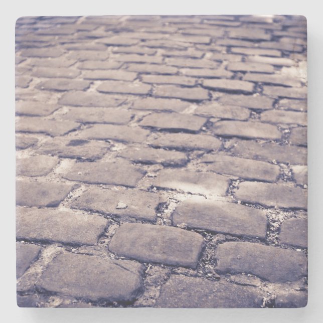 Close Up Of Cobblestone Street Stone Coaster (Front)