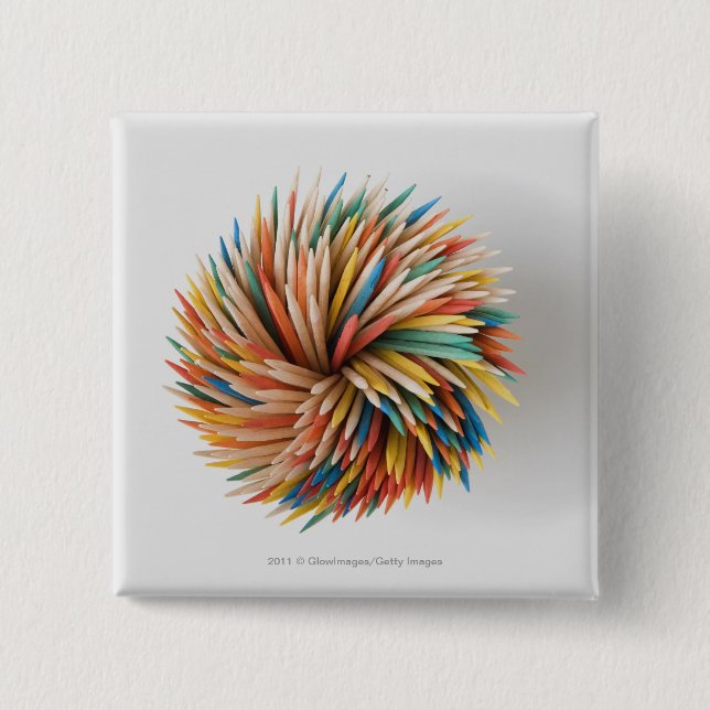Close-up of colored pencils pinback button (Front)