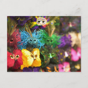 Close-up of colorful miniature masks in a New Postcard