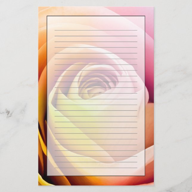 Close up of Colorful Rose Petals Stationery (Front)