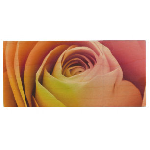 Close up of Colorful Rose Petals Wood Flash Drive