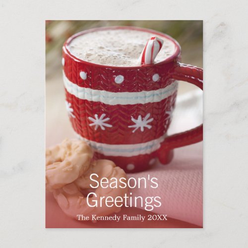 Close up of cookies and mug of hot chocolate postcard